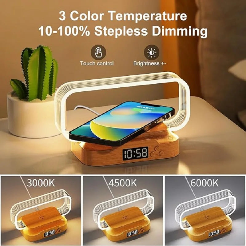 Modern Multifunctional Bedside Lamp with Wireless Charging