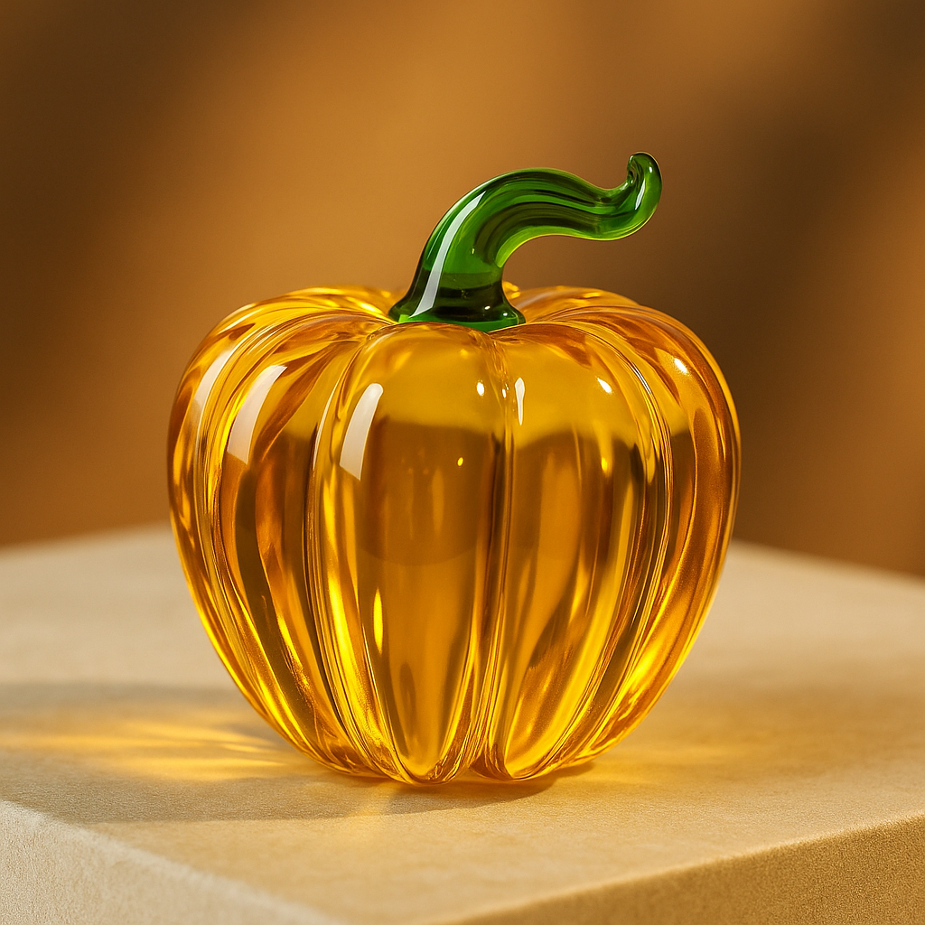 Yellow Glass Pumpkin Figurine