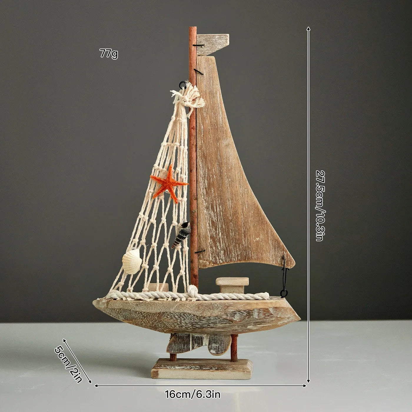 Rustic Wooden Sailing Boat Decoration