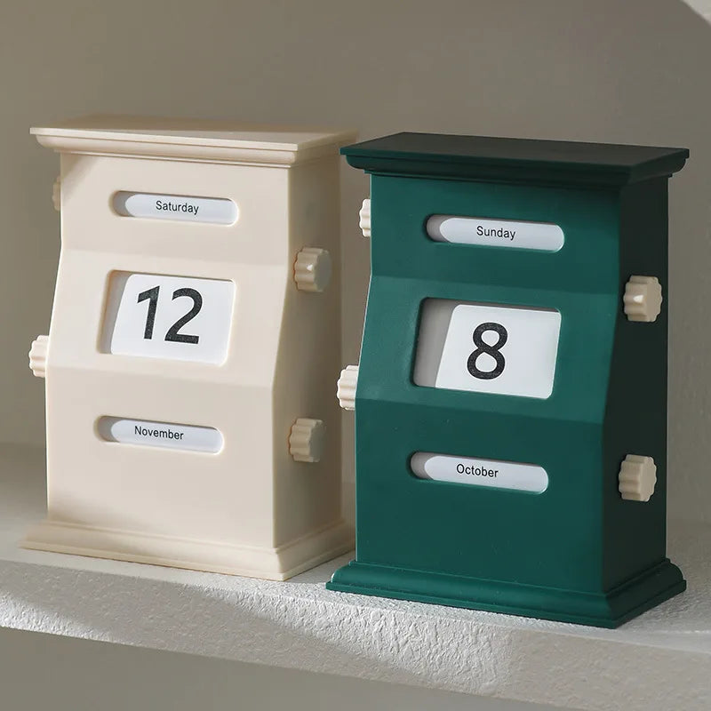 Perpetual Mailbox Style Wooden Desk Calendar