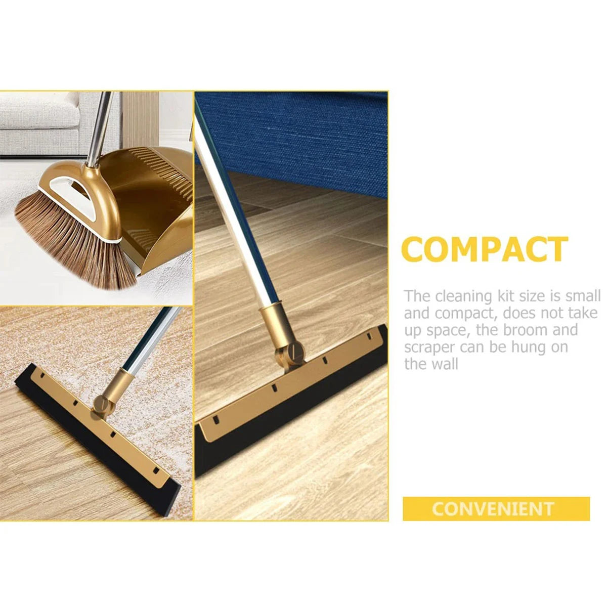 Gold Broom and Dustpan Set
