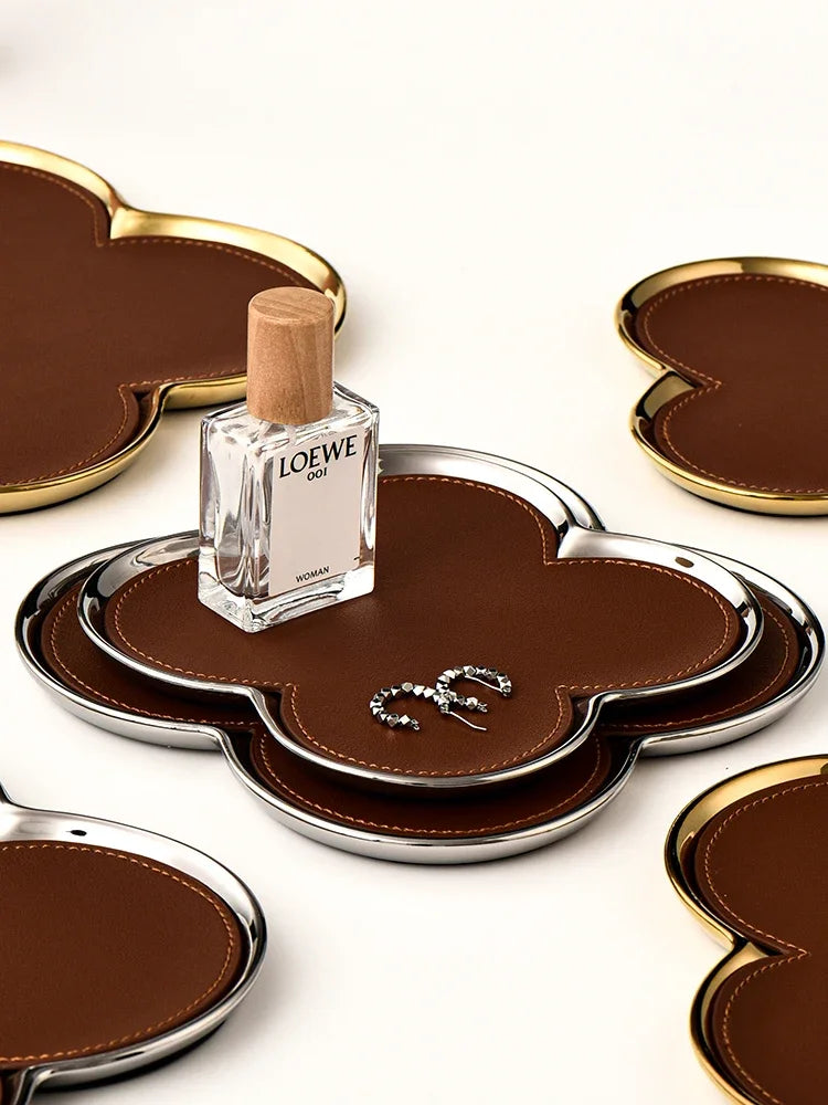 Luxury Leather Clover Tray
