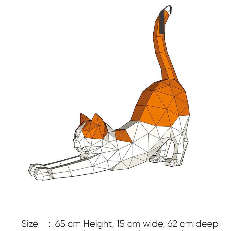 DIY Stretched Cat Paper Sculpture