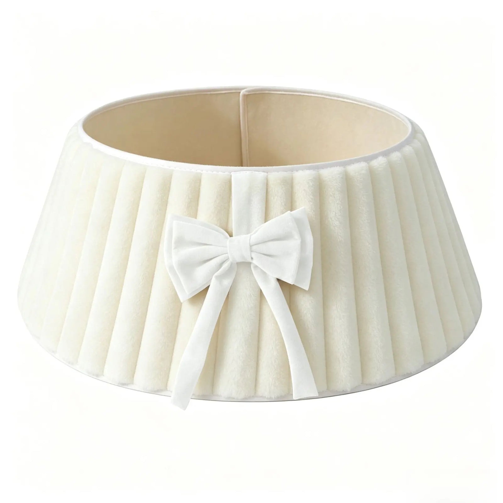 Plush Christmas Tree Collar with Decorative Bow