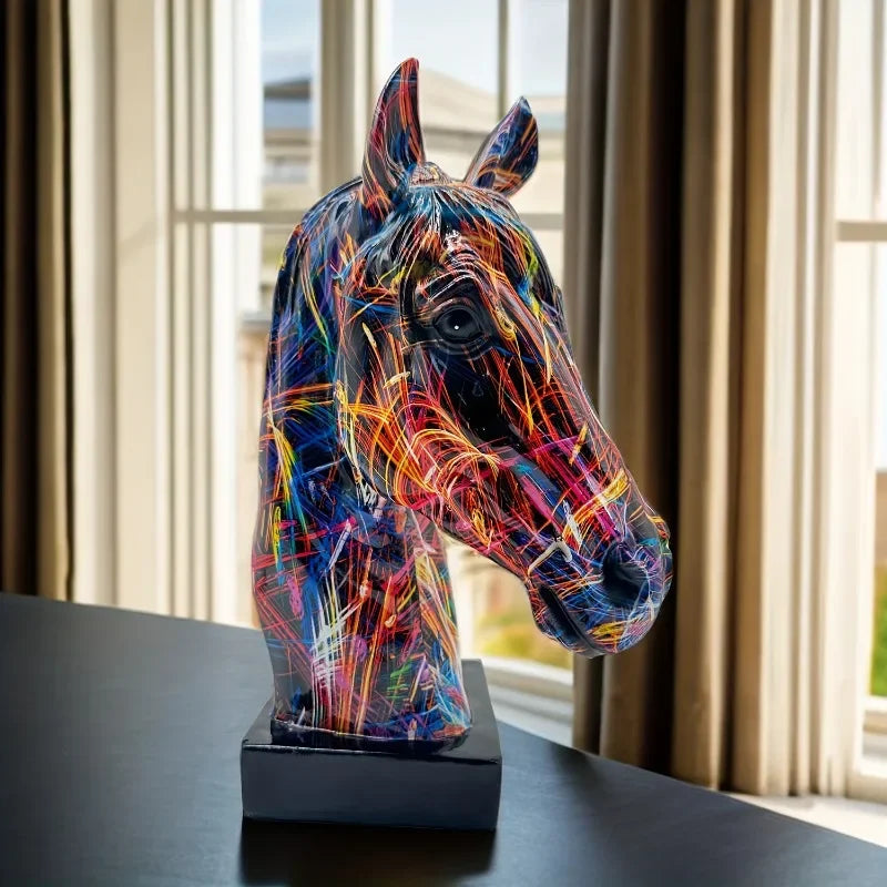 Graffiti Horse Head Figurine