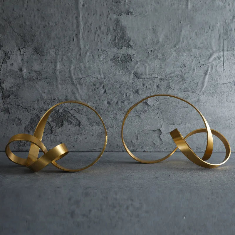 Modern Gold Metal Knot Sculpture