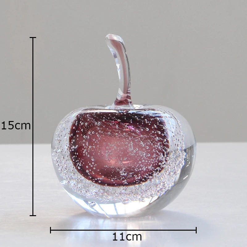 Bubble Glass Apple and Pear Statue - Aesthetic Fruit Desk Decoration