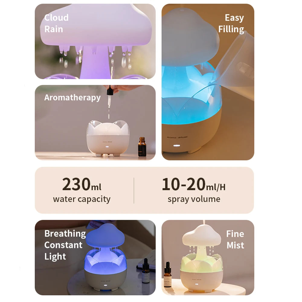 Rain Cloud Aroma Diffuser with Mushroom Design