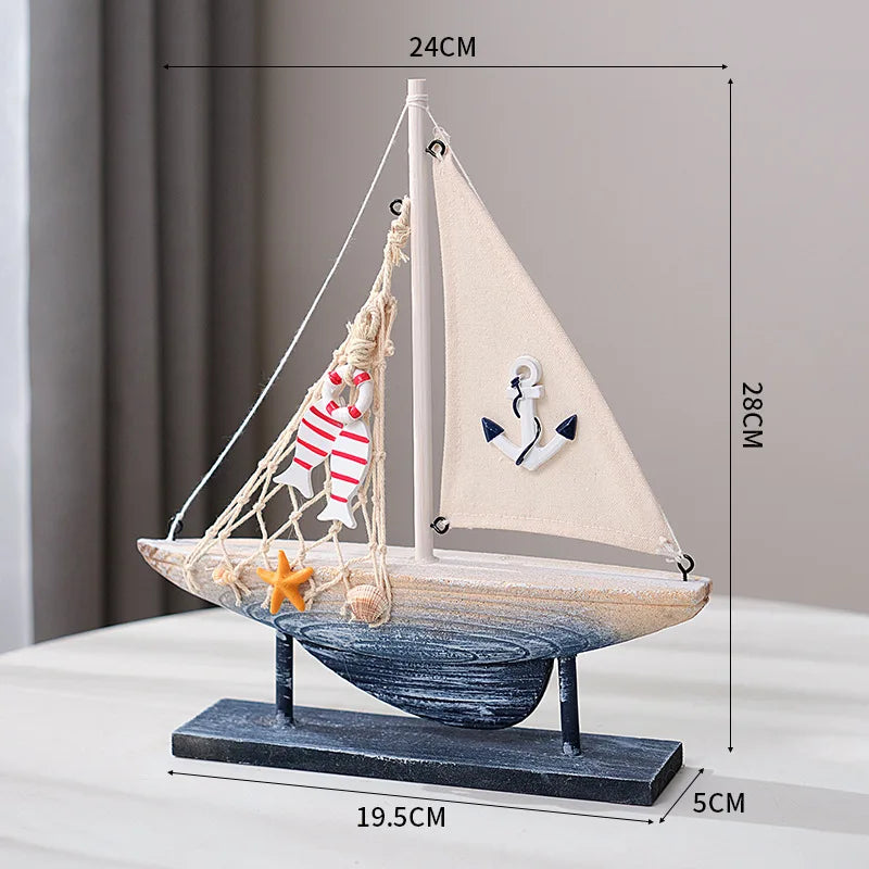 Coastal Wooden Sailboat Decor