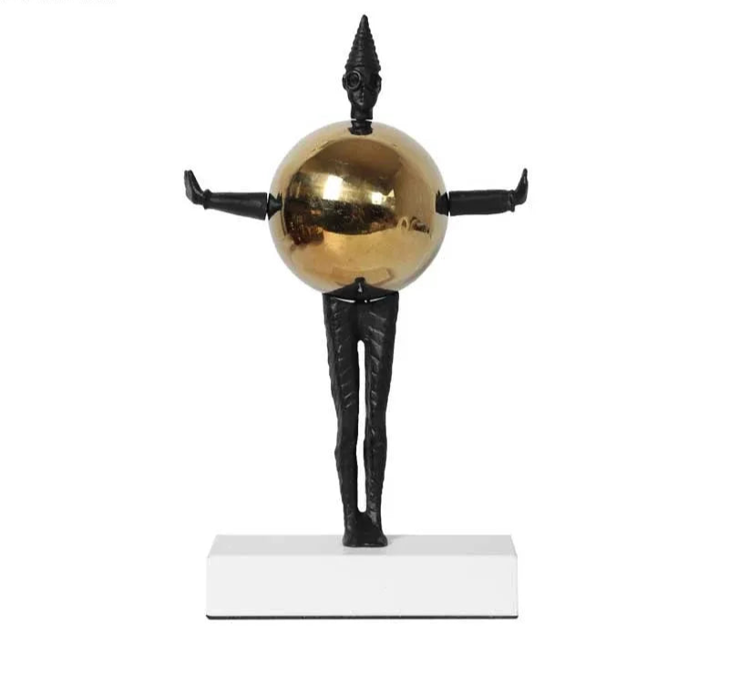 Abstract Metal Armor Ball Man Sculpture