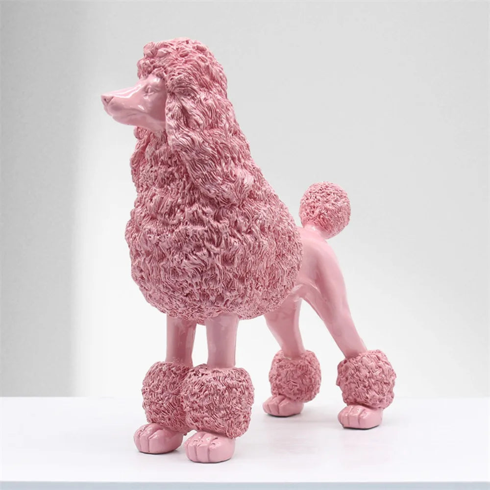 Modern Pink Resin Poodle Figurine