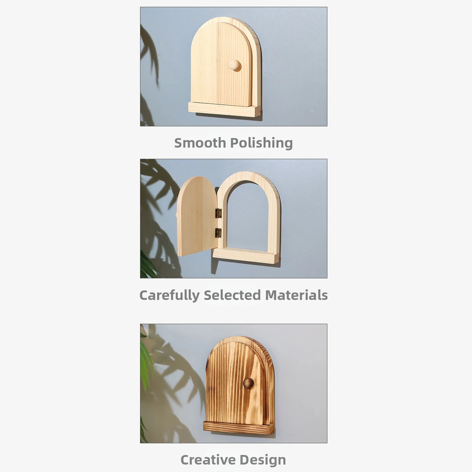 Wooden Fairy Door Wall Cover – Decorative Hinged Frame