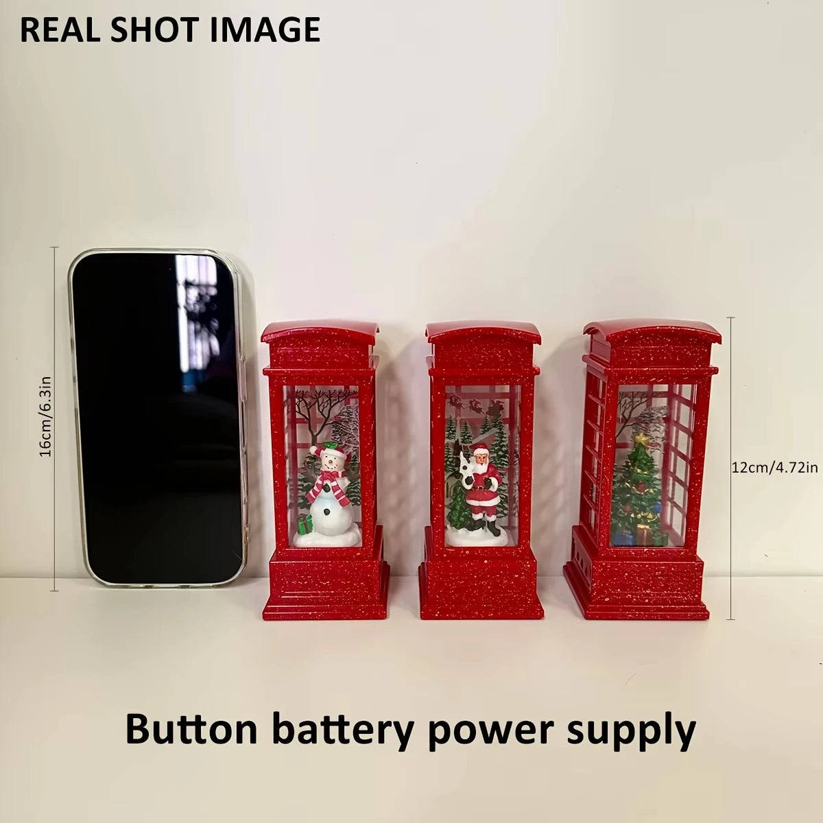 Lighted Christmas Phone Booth Tabletop Decoration