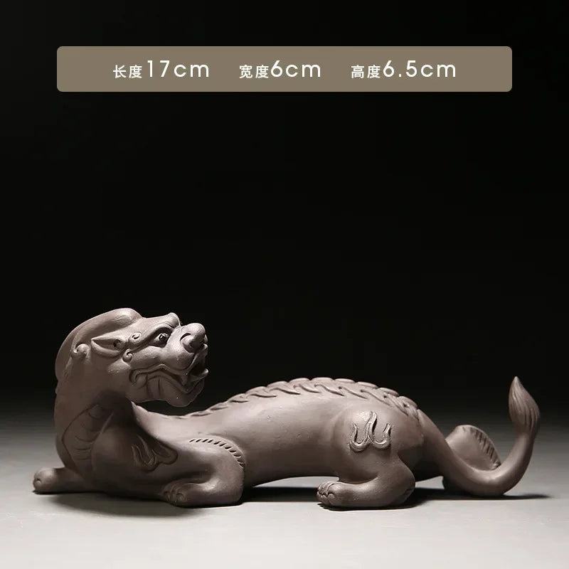 Black Ceramic Kung Fu Tea Set with Travel Case & Dragon Tea Pet