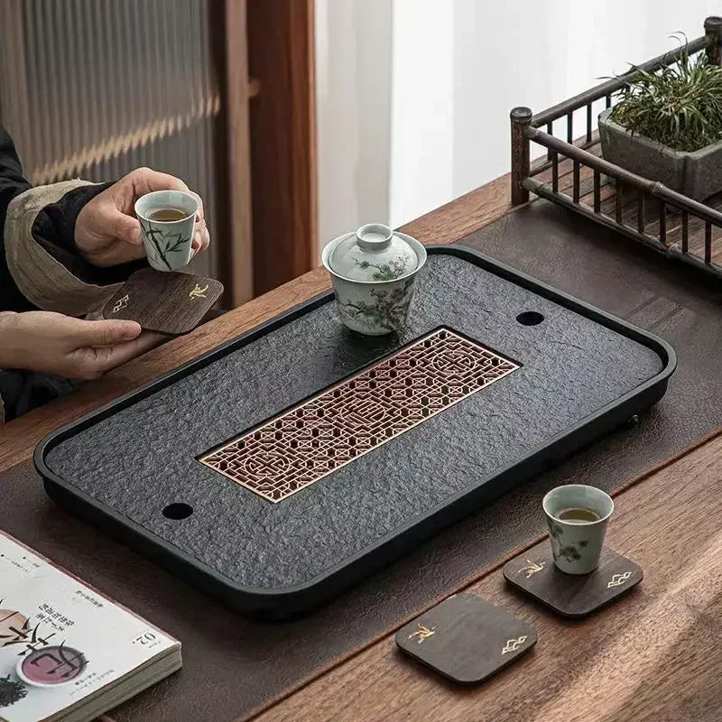 Luxury Chinese Tea Tray with Drainage