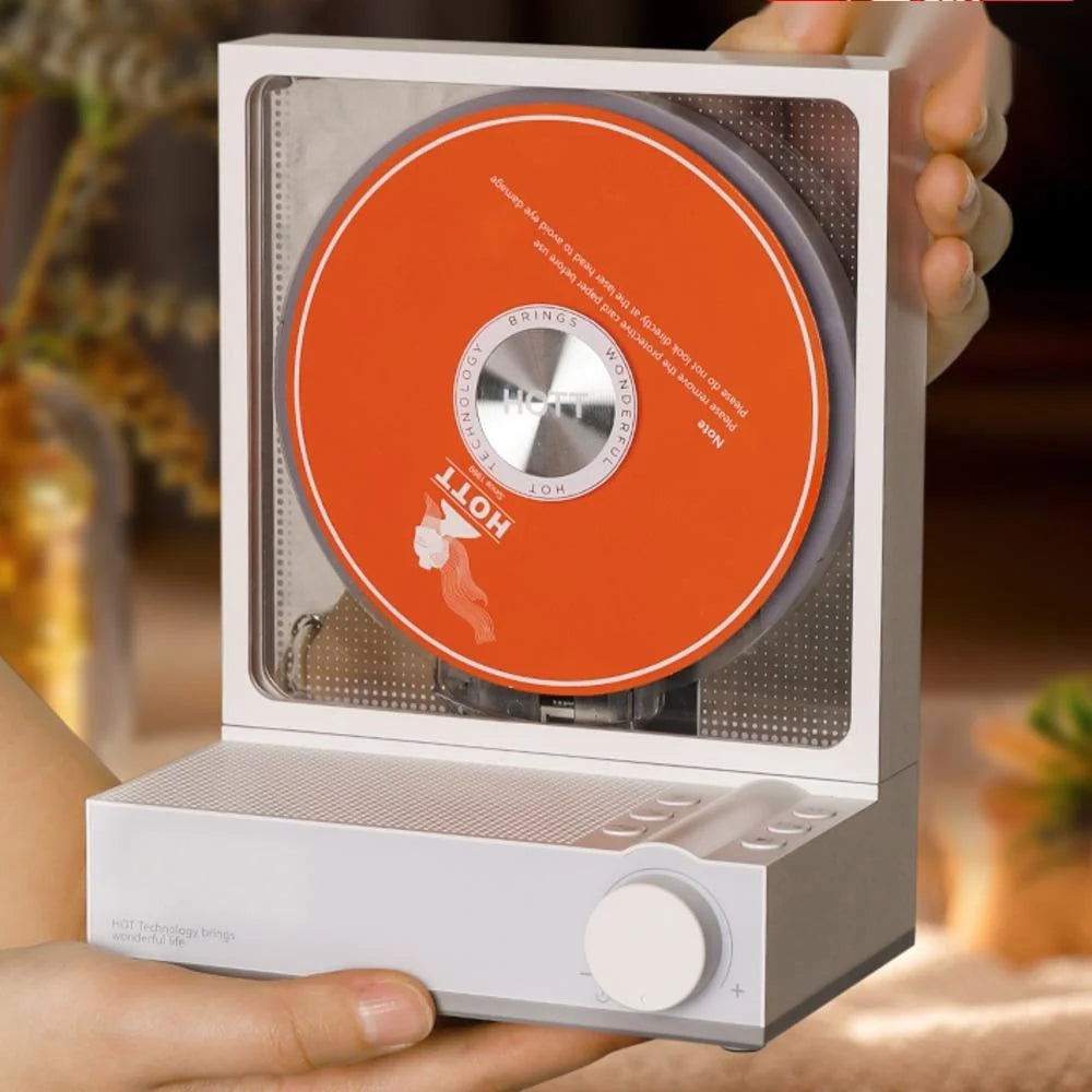 Retro Bluetooth CD Player with Vinyl Style Design
