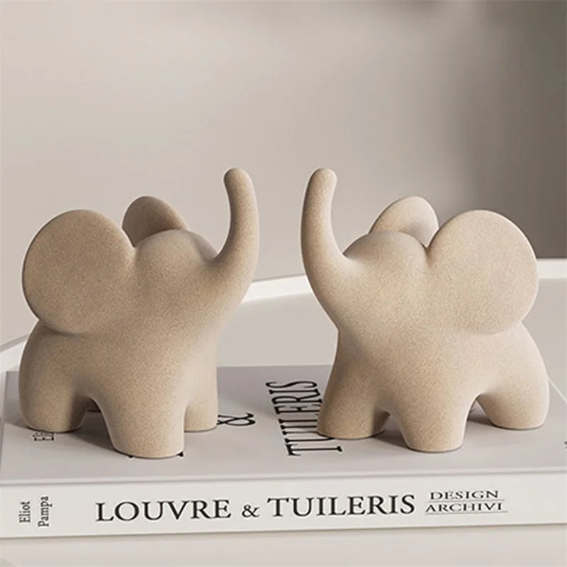 Flocked Elephant Figurines