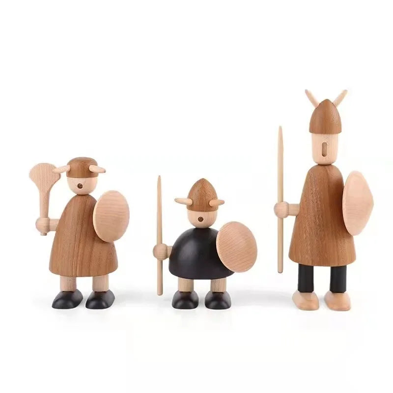 Viking-Style Wooden Figurine – Rustic Shelf Decor
