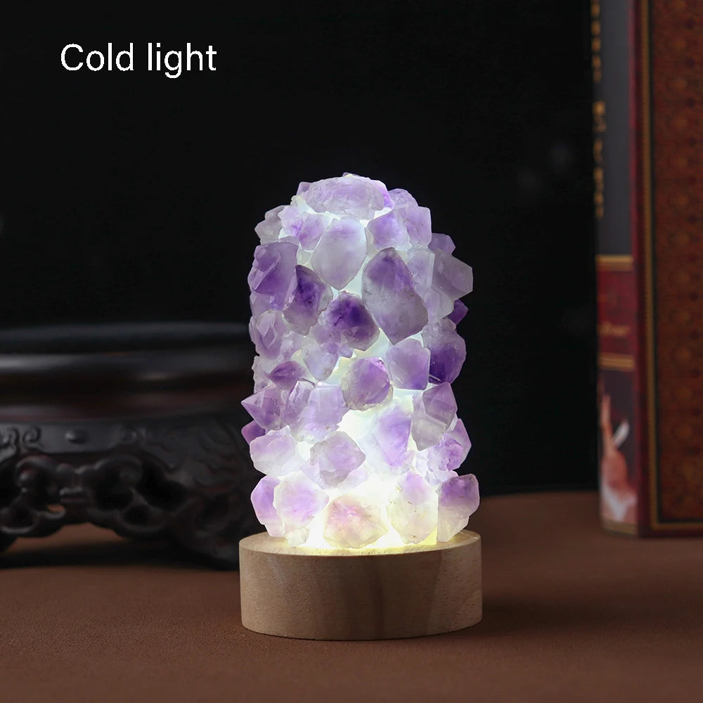 Crystal Wishing Lamp with Natural Amethyst