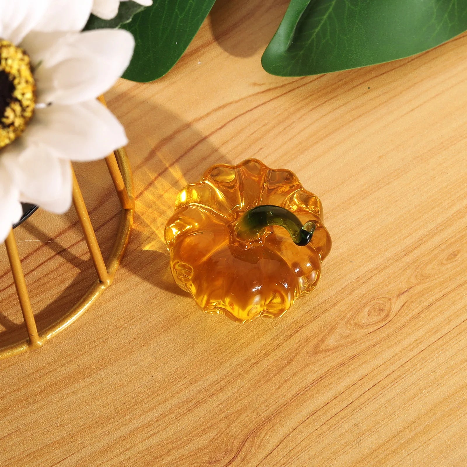 Yellow Glass Pumpkin Figurine