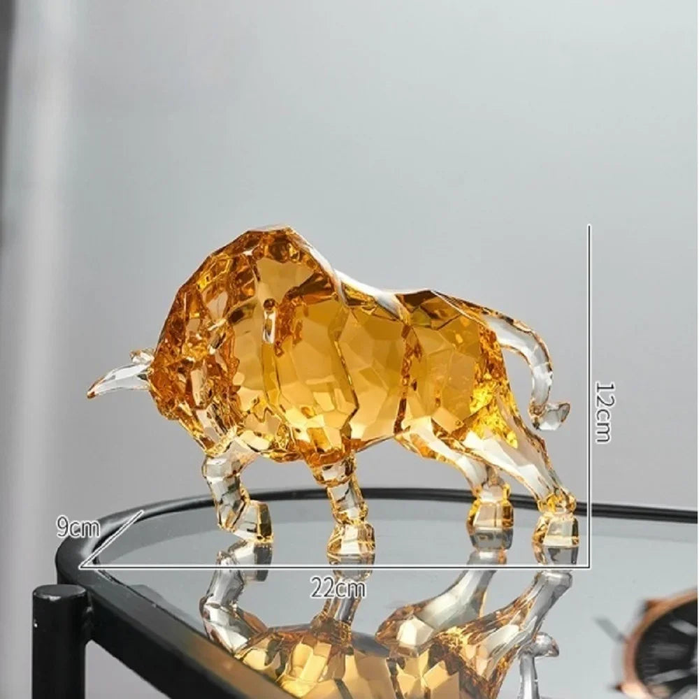 Golden Crystal Bull Figurine