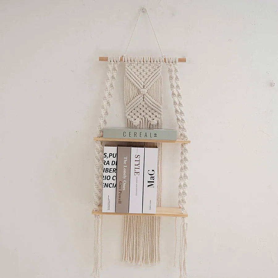 Boho Macrame Wall Hanging Shelf