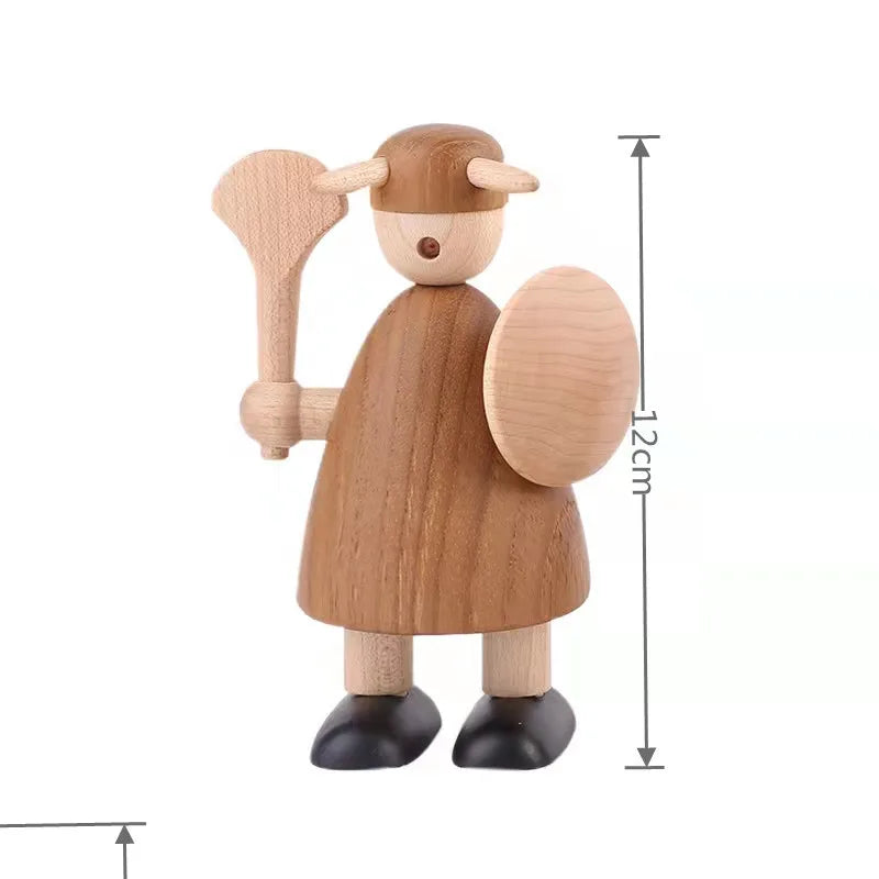Viking-Style Wooden Figurine – Rustic Shelf Decor