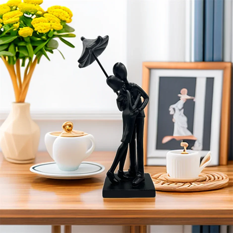 Lovers Embracing Resin Sculpture