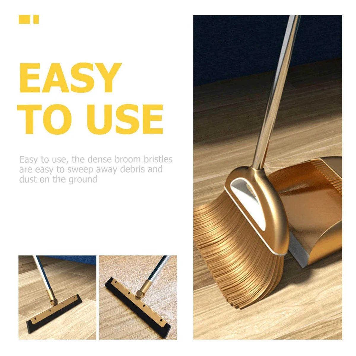 Gold Broom and Dustpan Set