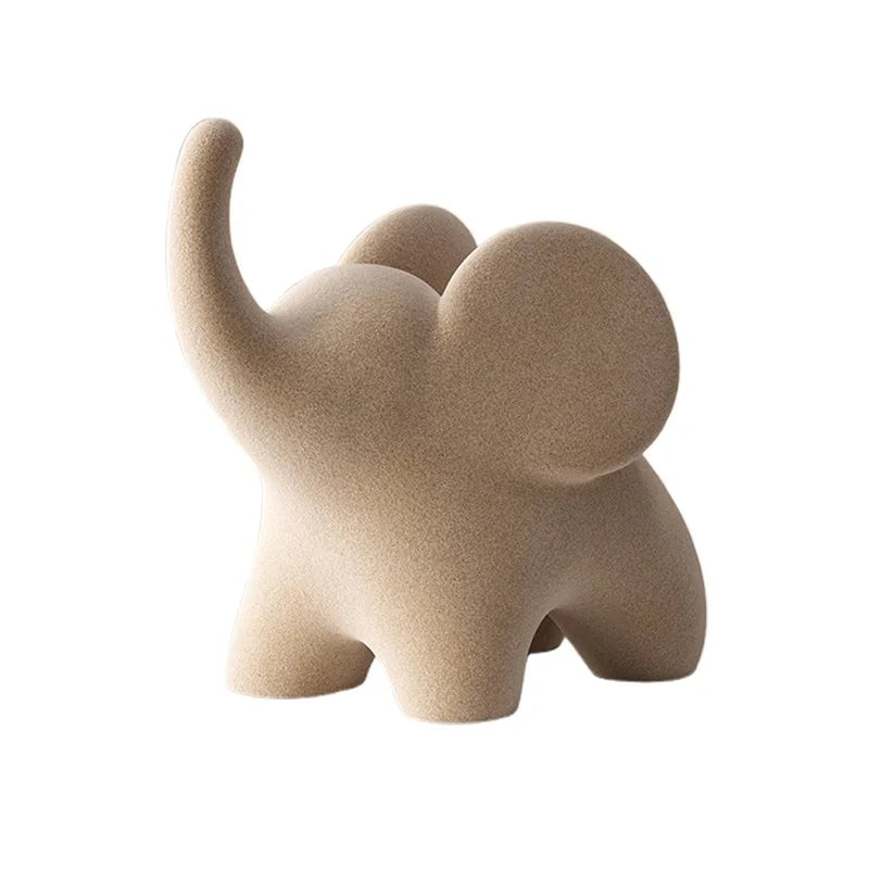 Flocked Elephant Figurines