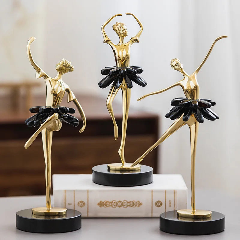 Elegant Gold Ballet Dancer Figurine