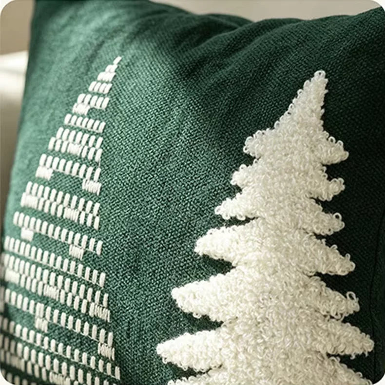 Christmas Embroidered Cushion Cover – Holiday Decorative Pillow Case