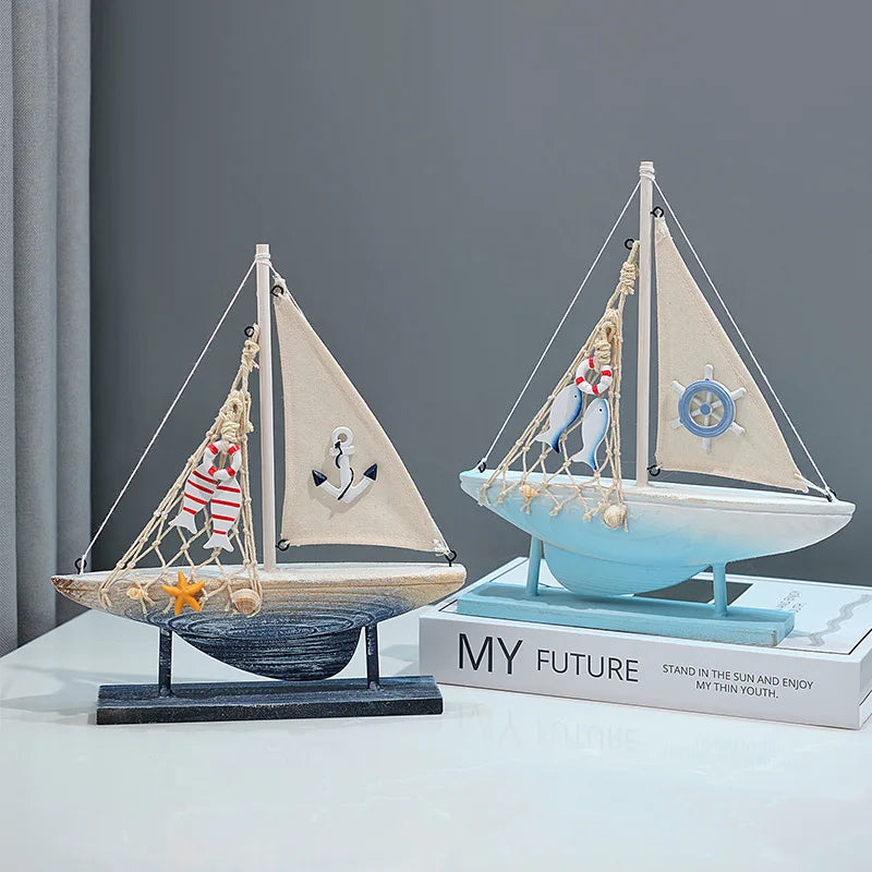 Coastal Wooden Sailboat Decor