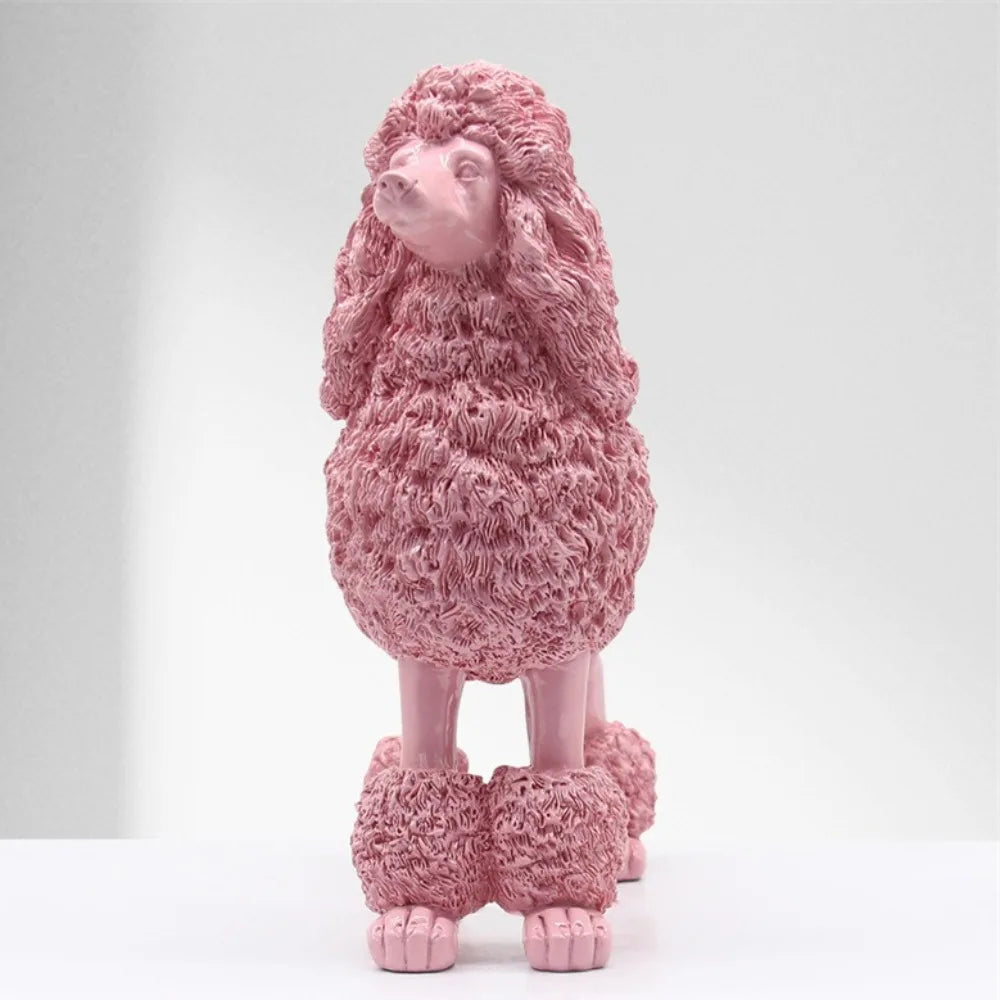 Modern Pink Resin Poodle Figurine