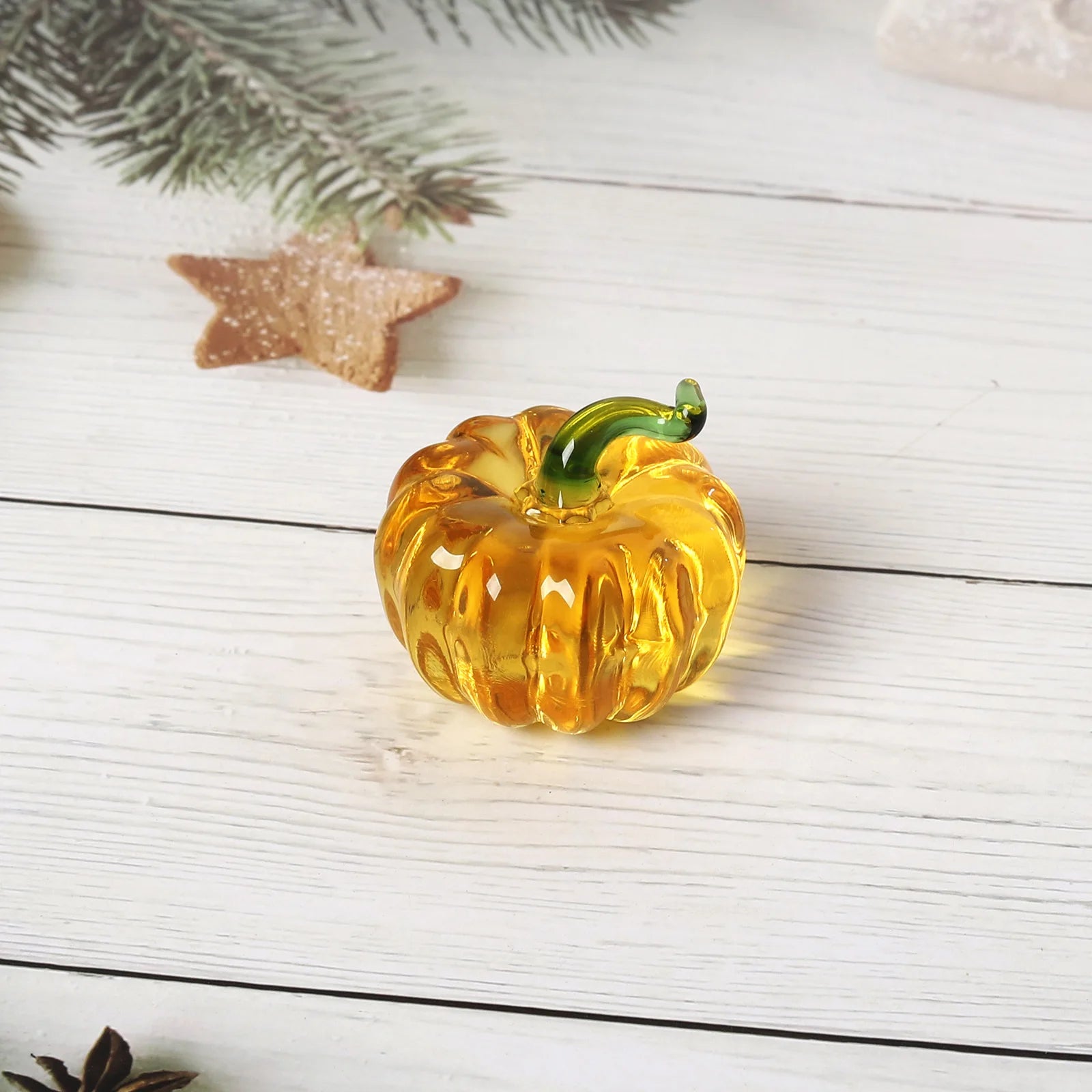 Yellow Glass Pumpkin Figurine