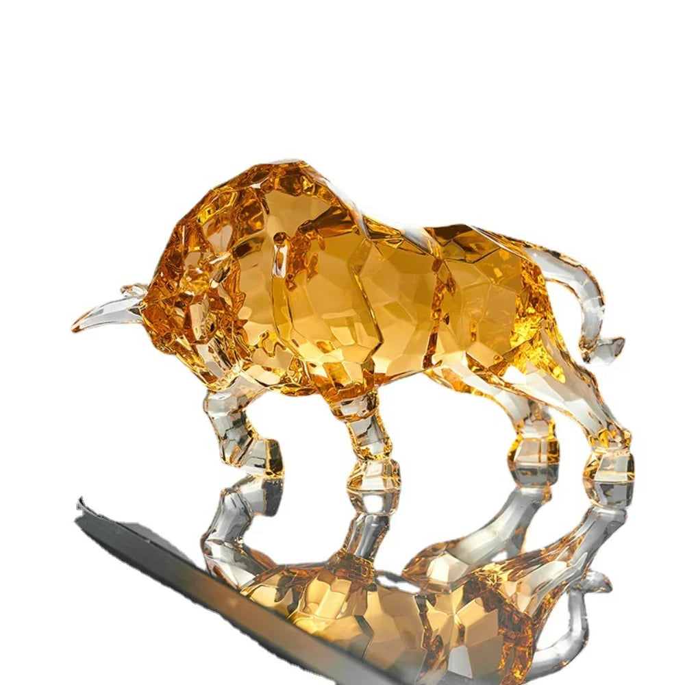Golden Crystal Bull Figurine