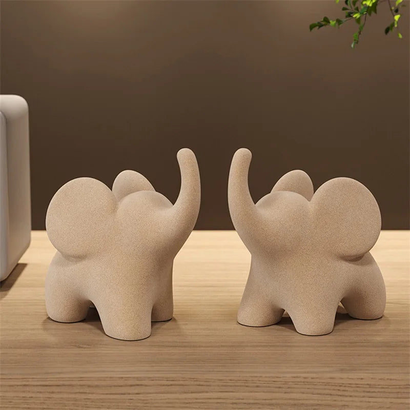 Flocked Elephant Figurines