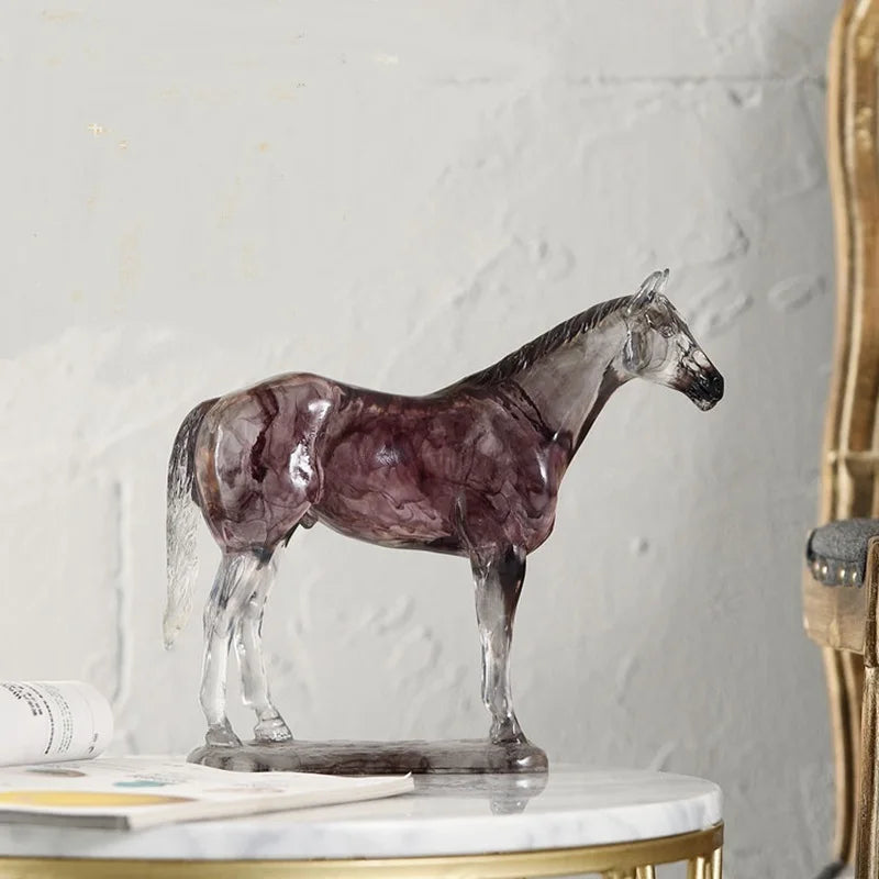 Nordic Crystal Resin Horse Sculpture