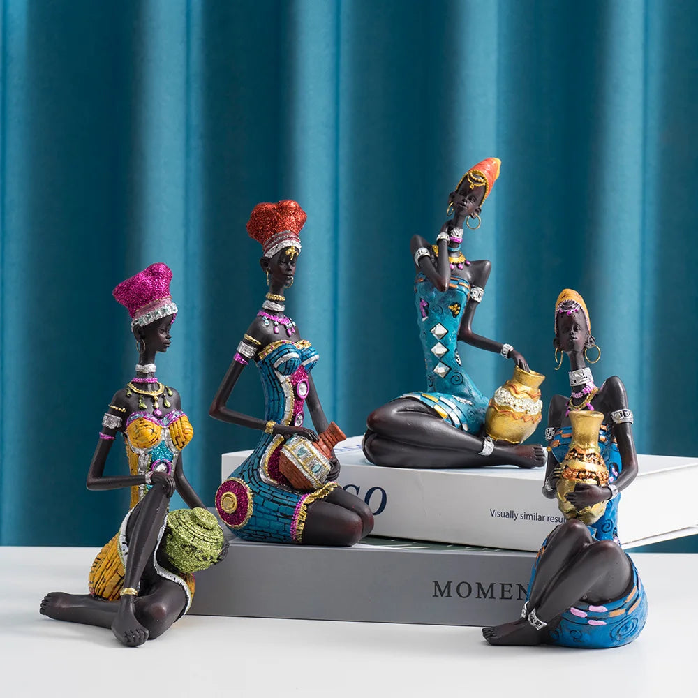 Abstract African Woman Resin Sculpture