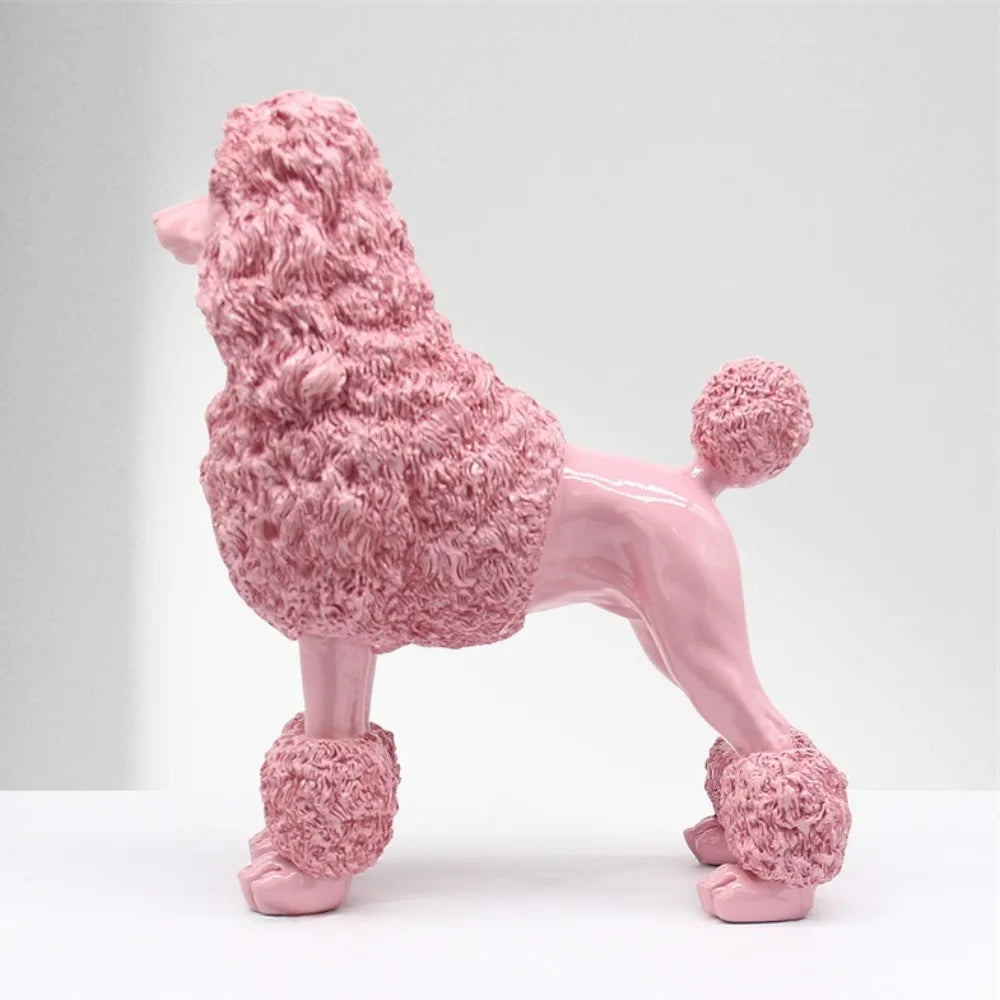 Modern Pink Resin Poodle Figurine