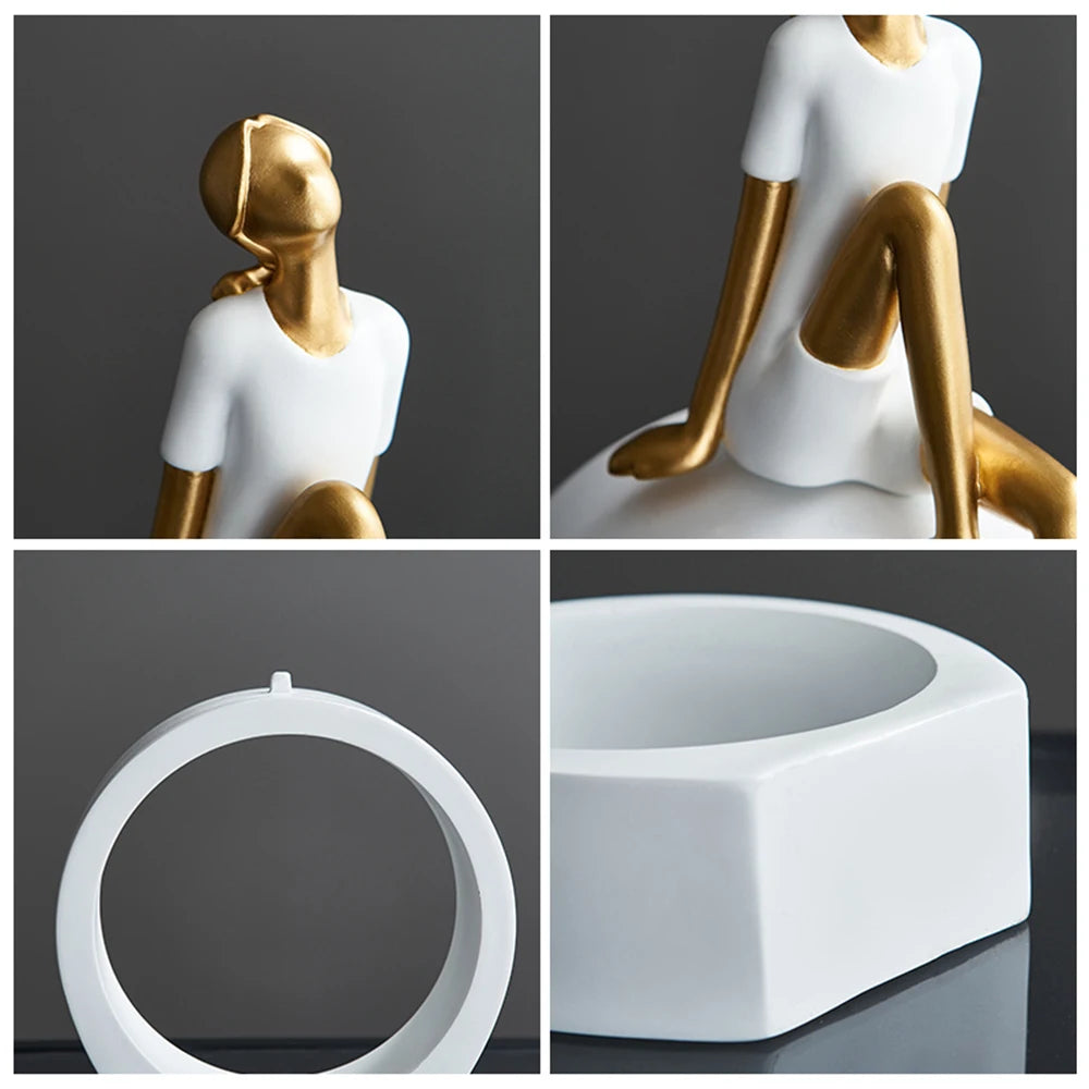 Modern Resin Reading Girl Sculpture