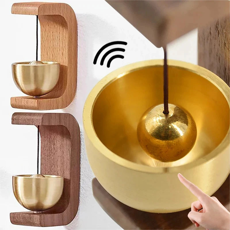 Magnetic Wooden Doorbell Chime with Copper Bell