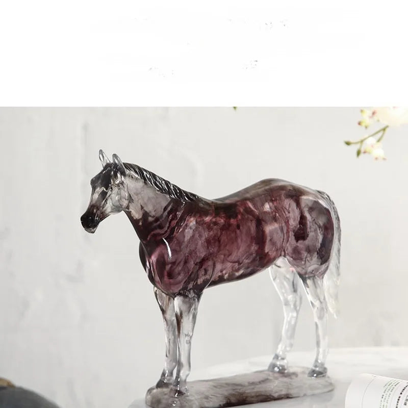 Nordic Crystal Resin Horse Sculpture