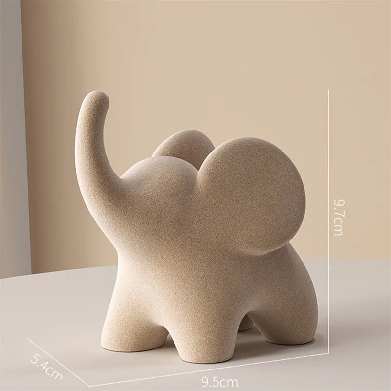 Flocked Elephant Figurines