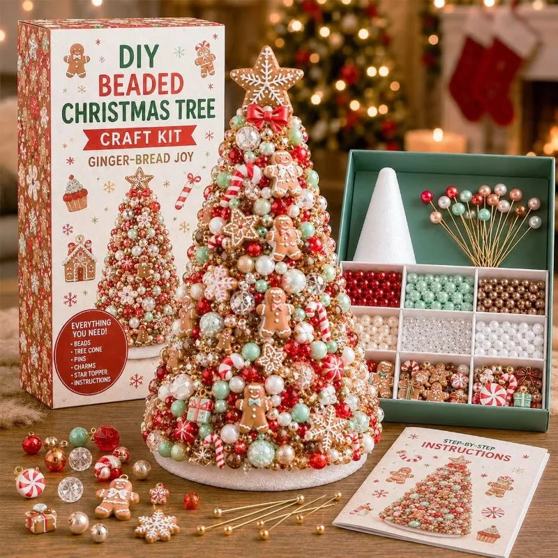 DIY Beaded Christmas Tree Craft Kit – Festive Tabletop Decor