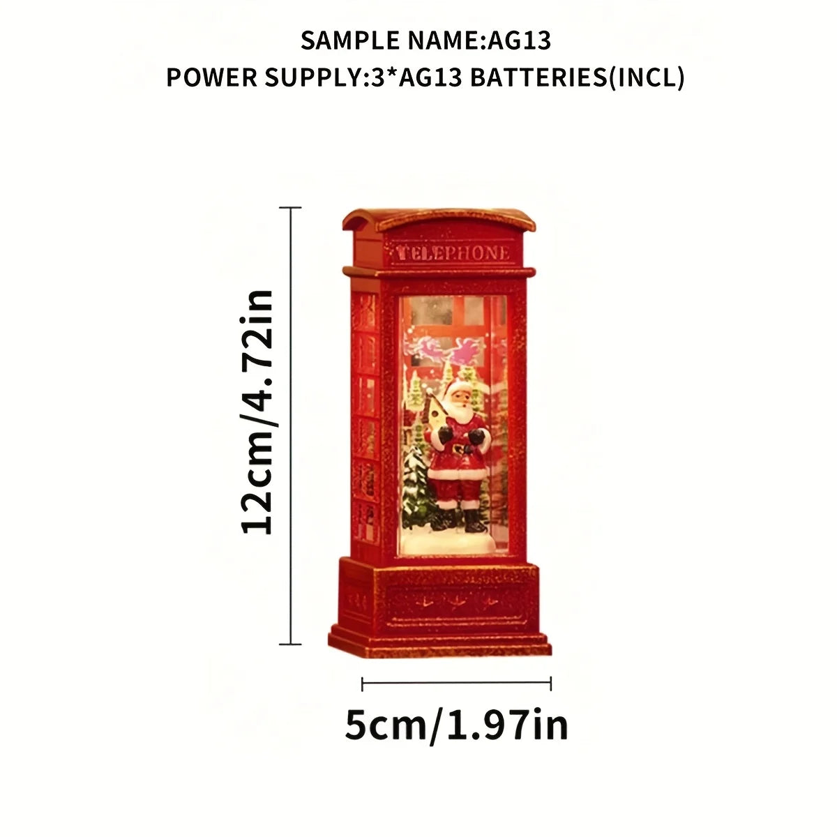 Lighted Christmas Phone Booth Tabletop Decoration
