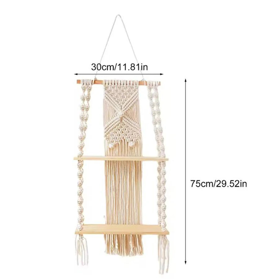 Boho Macrame Wall Hanging Shelf