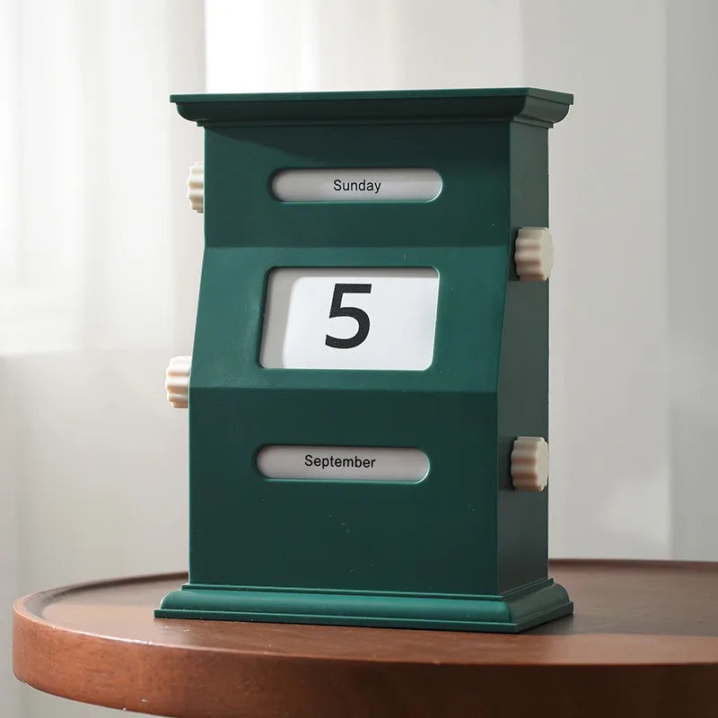 Perpetual Mailbox Style Wooden Desk Calendar