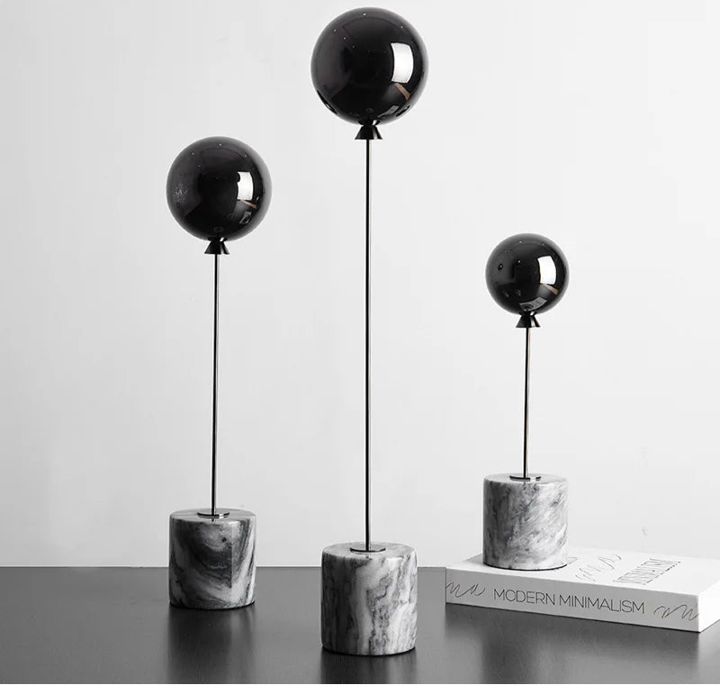 Minimalist Balloon Sculpture with Marble Base