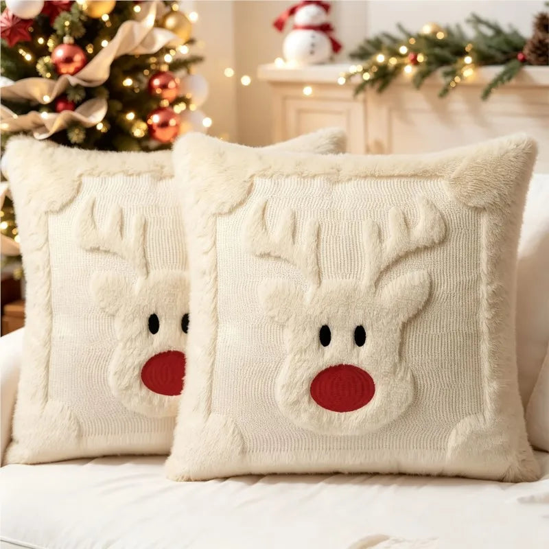 Christmas Reindeer Throw Pillow Cover